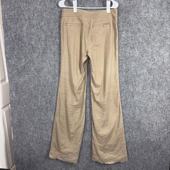 Level 99 Anthropologie Pants Womens Size 29 Brown Linen Blnd Flare Wide Leg - Picture 2 of 12